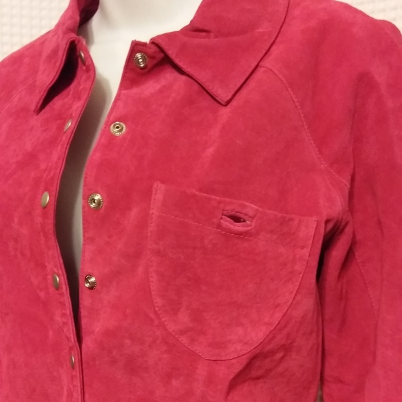 FINAL! PINK SUEDE LEATHER JACKET - Picture 4 of 8